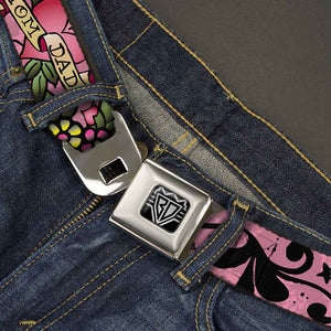 Mom & Dad Tattoo Pink Seatbelt Belt