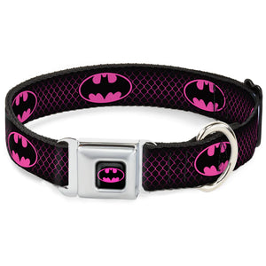 Pink Batman Logo Dog Collar