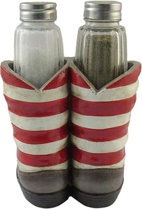 American Flag Boots Salt & Pepper Shakers Holder